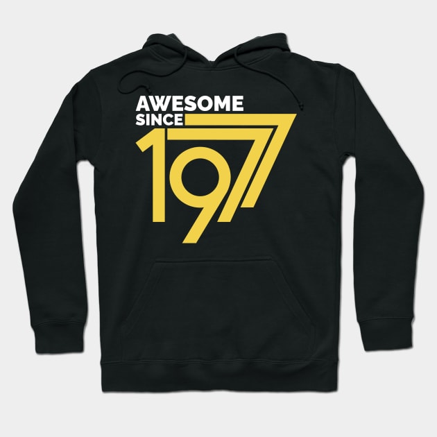 Retro Vintage Awesome Since 1977 Birthday Hoodie by OialiCreative